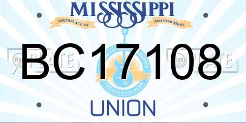 BC17108 Mississippi License Plate