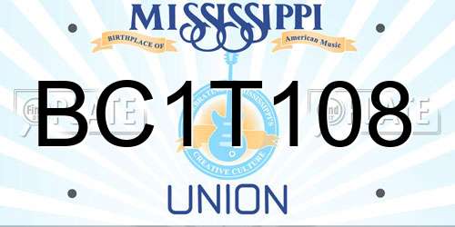 BC1T108 Mississippi License Plate
