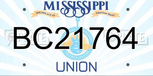 BC21764 Mississippi License Plate