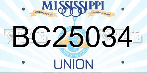 BC25034 Mississippi License Plate