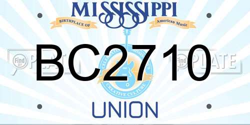 BC2710 Mississippi License Plate
