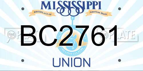 BC2761 Mississippi License Plate
