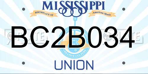 BC2B034 Mississippi License Plate