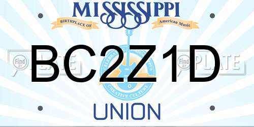 BC2Z1D Mississippi License Plate