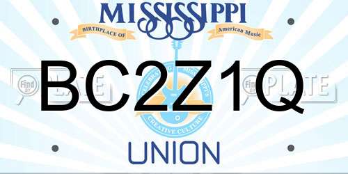 BC2Z1Q Mississippi License Plate