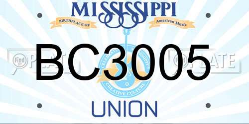 BC3005 Mississippi License Plate