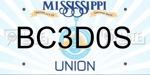 BC3D0S Mississippi License Plate