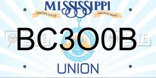 BC3O0B Mississippi License Plate