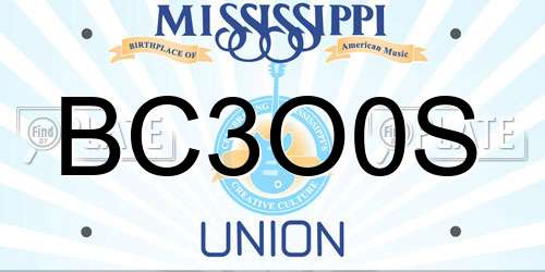 BC3O0S Mississippi License Plate