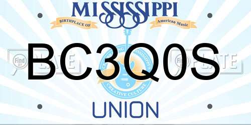 BC3Q0S Mississippi License Plate