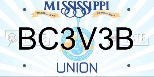 BC3V3B Mississippi License Plate