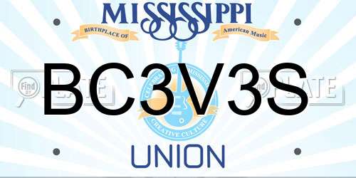 BC3V3S Mississippi License Plate