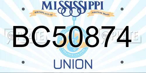 BC50874 Mississippi License Plate
