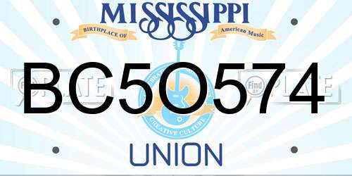 BC5O574 Mississippi License Plate