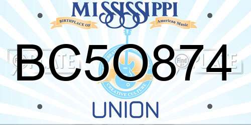 BC5O874 Mississippi License Plate