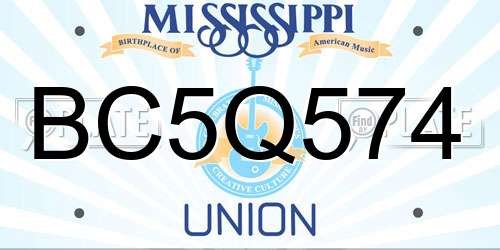 BC5Q574 Mississippi License Plate