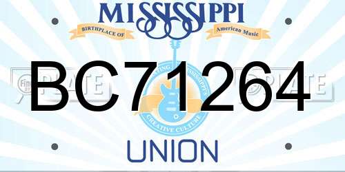 BC71264 Mississippi License Plate