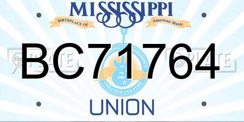 BC71764 Mississippi License Plate