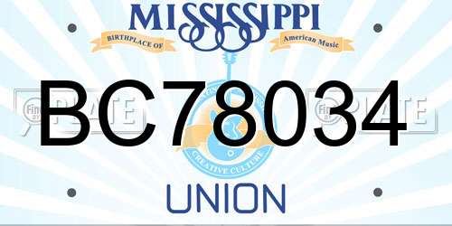 BC78034 Mississippi License Plate