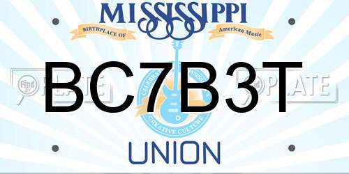 BC7B3T Mississippi License Plate