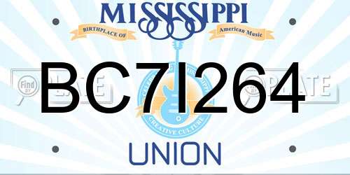 BC7I264 Mississippi License Plate
