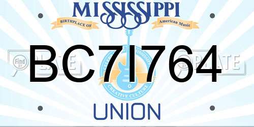 BC7I764 Mississippi License Plate