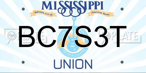 BC7S3T Mississippi License Plate