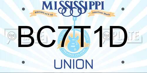 BC7T1D Mississippi License Plate