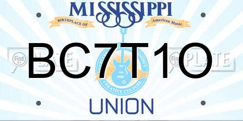 BC7T1O Mississippi License Plate