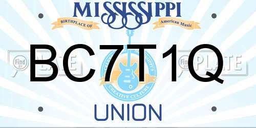 BC7T1Q Mississippi License Plate