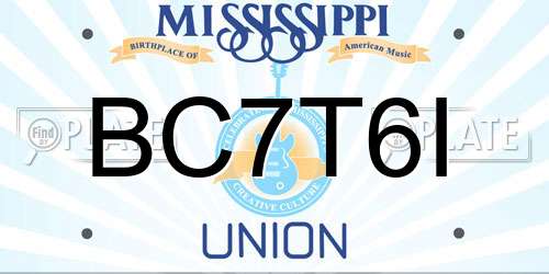 BC7T6I Mississippi License Plate