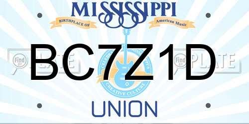 BC7Z1D Mississippi License Plate