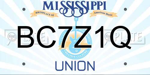 BC7Z1Q Mississippi License Plate