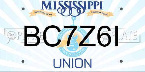 BC7Z6I Mississippi License Plate