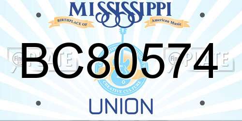 BC80574 Mississippi License Plate