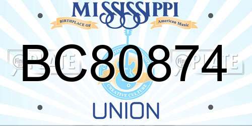 BC80874 Mississippi License Plate