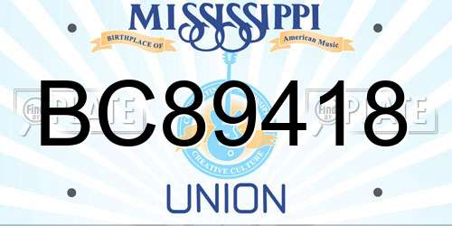 BC89418 Mississippi License Plate