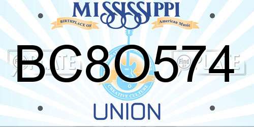 BC8O574 Mississippi License Plate