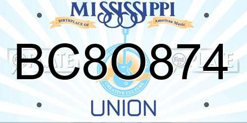BC8O874 Mississippi License Plate