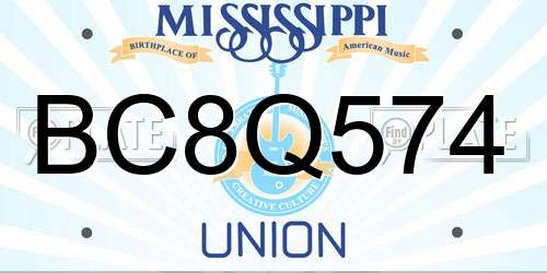 BC8Q574 Mississippi License Plate