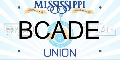 BCADE Mississippi License Plate