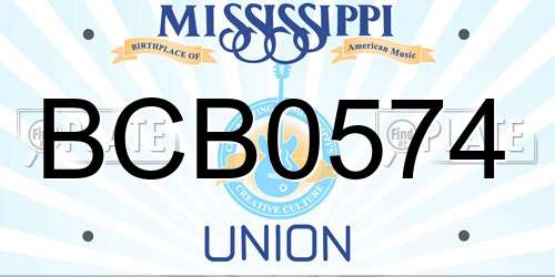 BCB0574 Mississippi License Plate