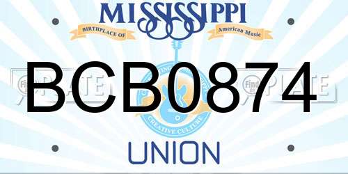 BCB0874 Mississippi License Plate