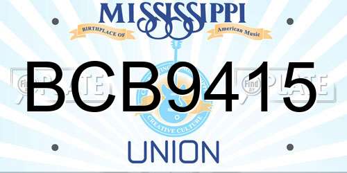 BCB9415 Mississippi License Plate