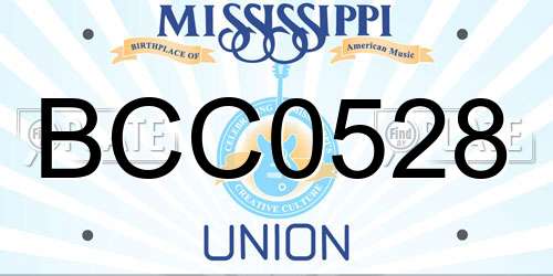 BCC0528 Mississippi License Plate