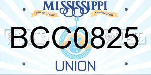 BCC0825 Mississippi License Plate