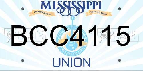 BCC4115 Mississippi License Plate