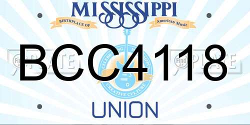 BCC4118 Mississippi License Plate