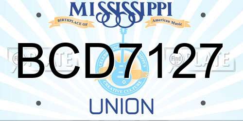 BCD7127 Mississippi License Plate