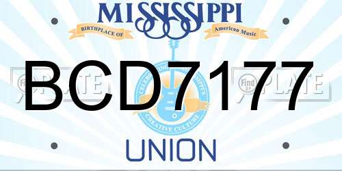 BCD7177 Mississippi License Plate